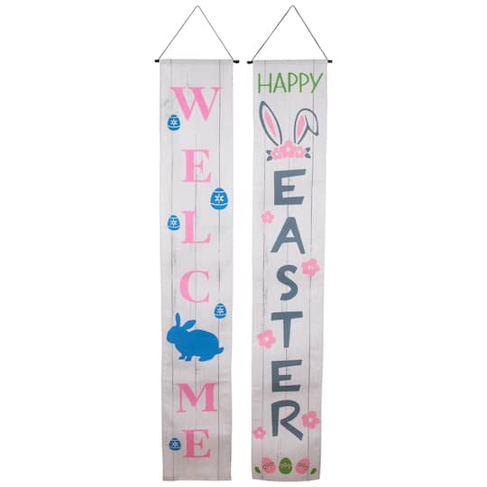 White Welcome Happy Easter Hanging Door Banner Set By Northlight | 71" x 12" | Michaels®
